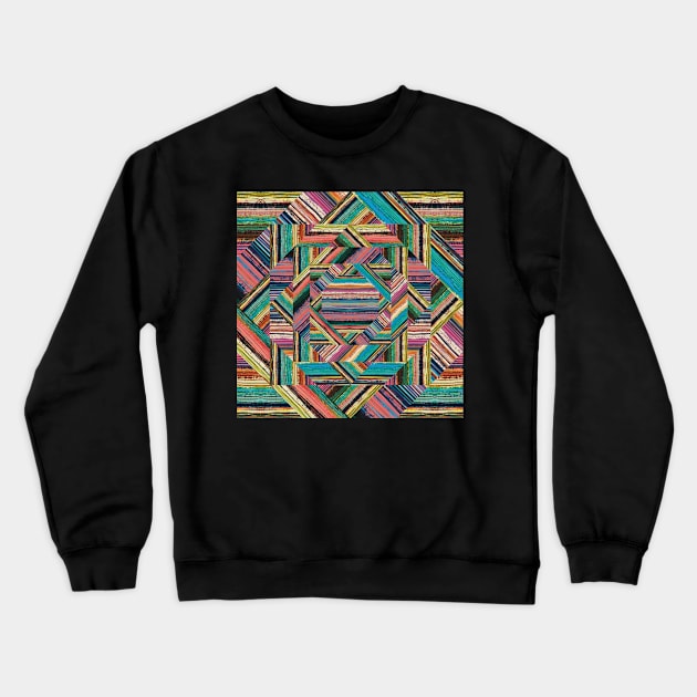 Striped Aztec Patchwork | Digital Pattern Crewneck Sweatshirt by cherdoodles